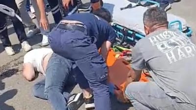 Yıldırım Yunusemre’de kırmızı ışıkta geçen motosikletli Murat Kapacık, hafif ticari