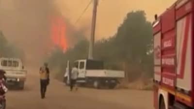 Bursa’nın İznik ilçesinde öğle saatlerinde çıkan orman yangınına ekipler havadan