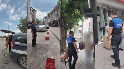 İnegöl Belediyesi Zabıta Müdürlüğü ekipleri, şehir genelinde yaya ve araç